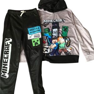 Boy Size Medium Minecraft Kids Matching Sweatsuit Set - Black and Gray